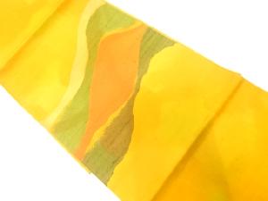 手織り紬霞模様織出し開き名古屋帯（額縁仕立て）